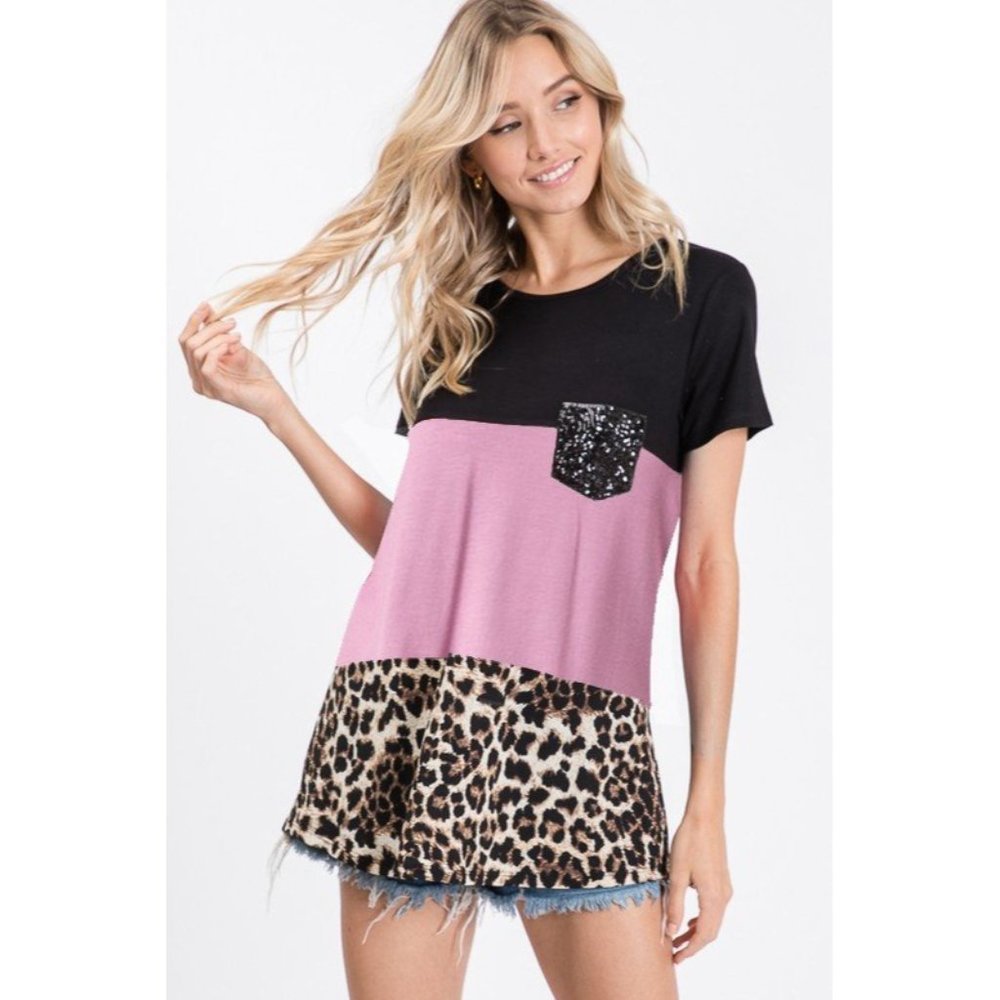 Heimish Color Block Top, Mauve